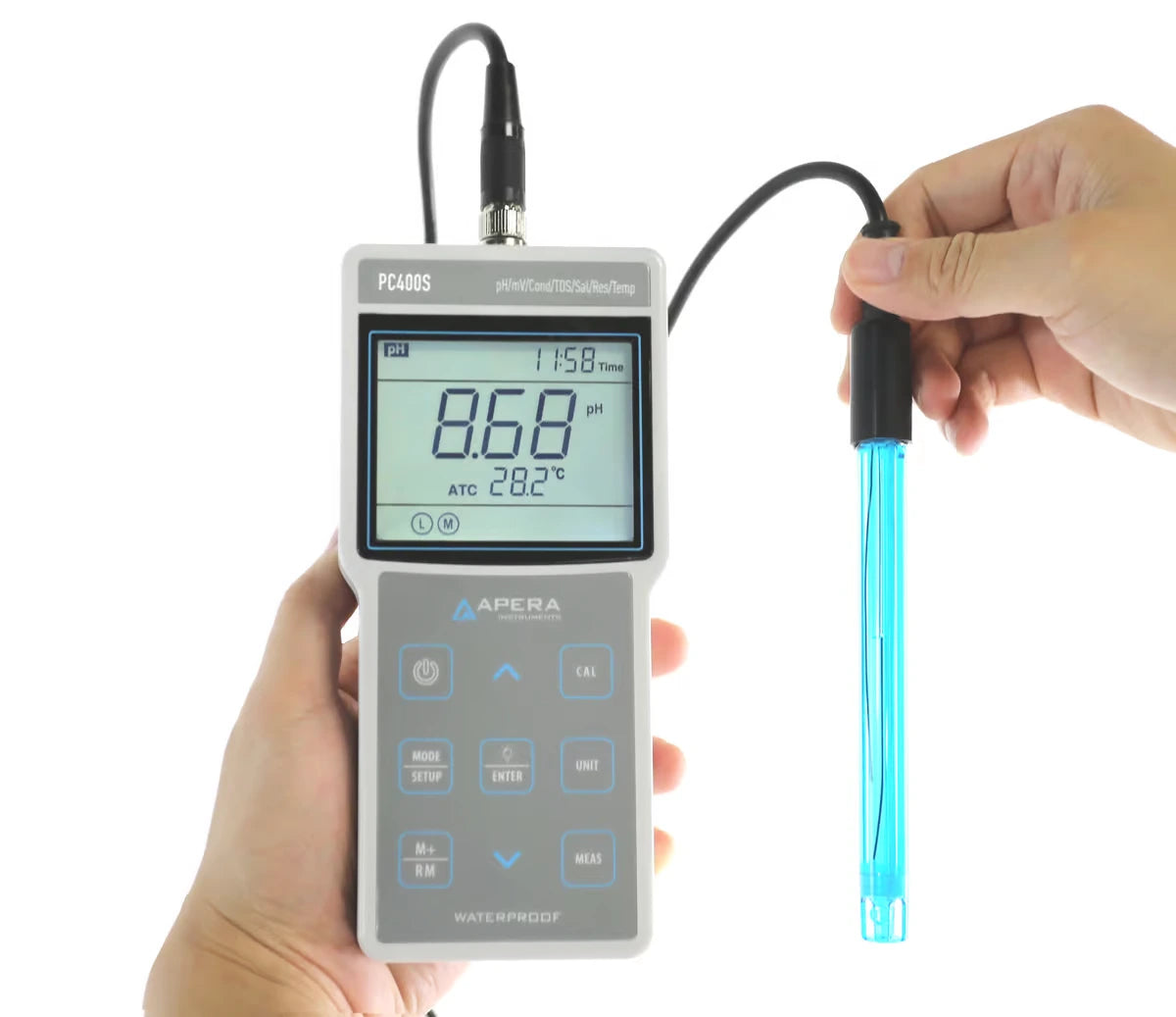 PC400S Portable pH & Conductivity Meter Kit – GLP Data Logging, USB Output & Waterproof Durability