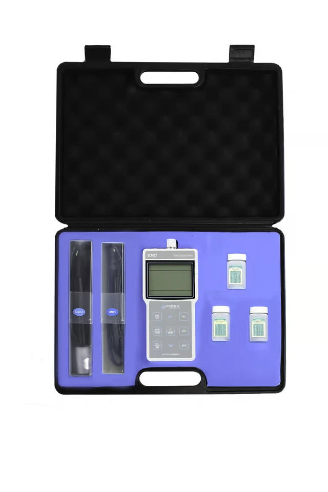 EC400S Portable Conductivity/TDS/Salinity Meter Kit – GLP Data Logging & Waterproof Durability Portable Multi-Parameter Meter Apera Instruments